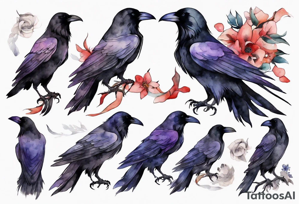 a raven wearing a scarf tattoo idea