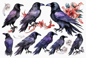 a raven wearing a scarf tattoo idea