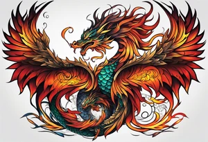 majestic  dragon and phoenix tattoo tattoo idea