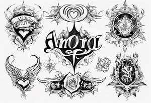 stylized text: "amor fati" tattoo idea