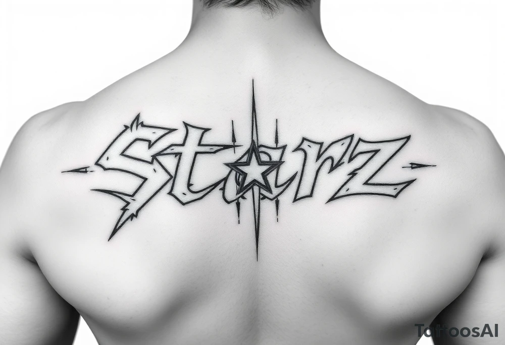 Edgy cybersigilism of the word “Starz” tattoo idea