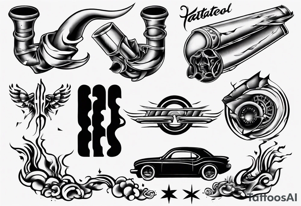 car exhaust pipe tattoo idea