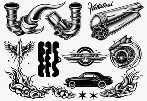 car exhaust pipe tattoo idea