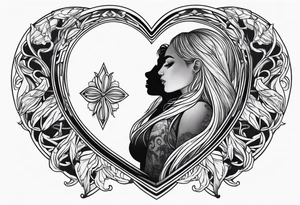 necklace heart locket with two human shadows hugging tattoo idea