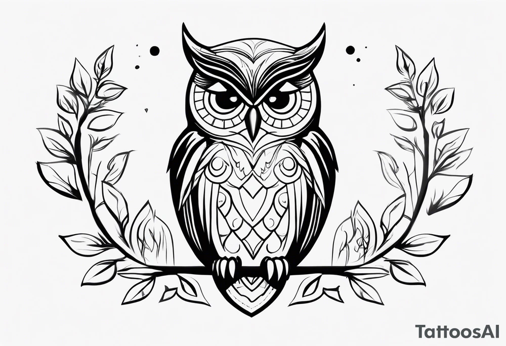 An owl with the name Teagan written inside of it somewhere tattoo idea