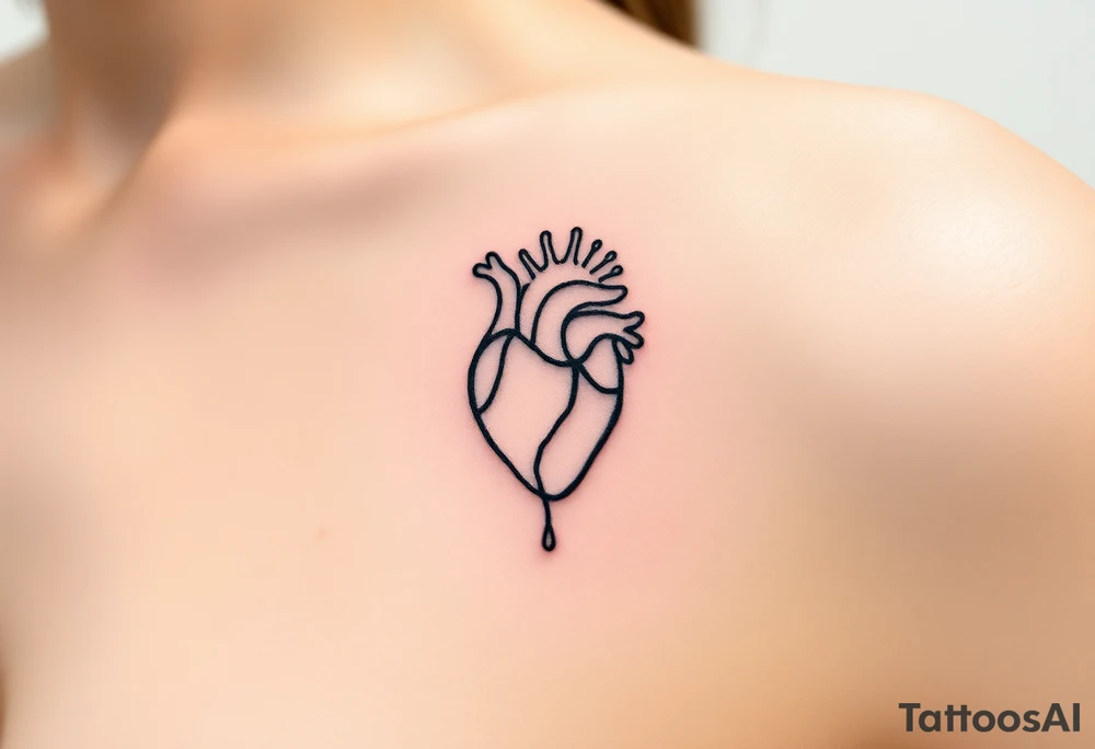 human heart chained up within circle sun with a moon inside tattoo idea