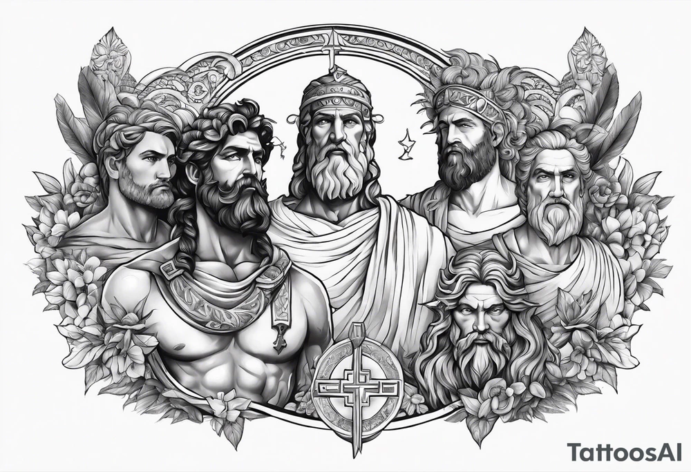 religious theme with some greek gods tattoo idea
