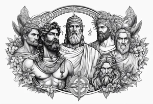 religious theme with some greek gods tattoo idea