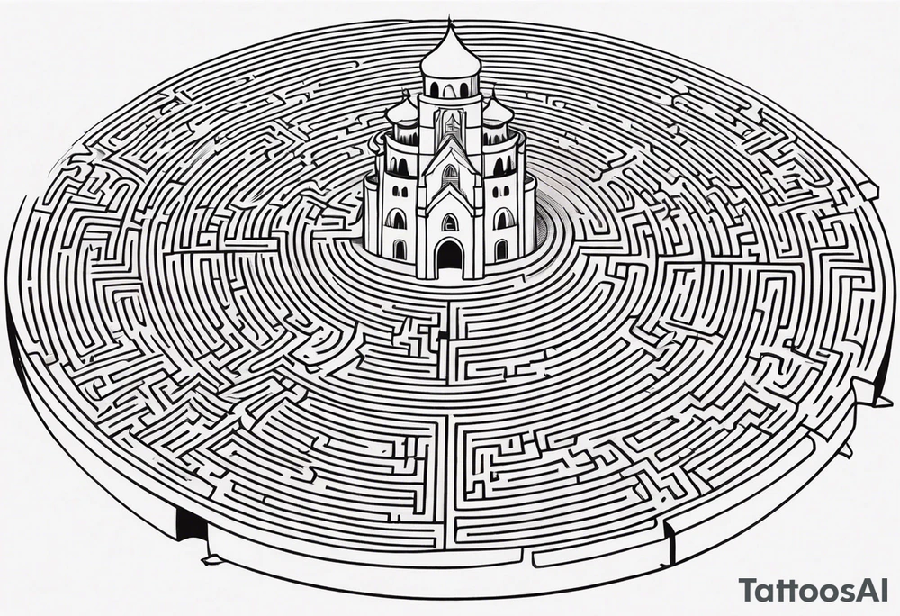 Labyrinth Maze with castle tattoo idea