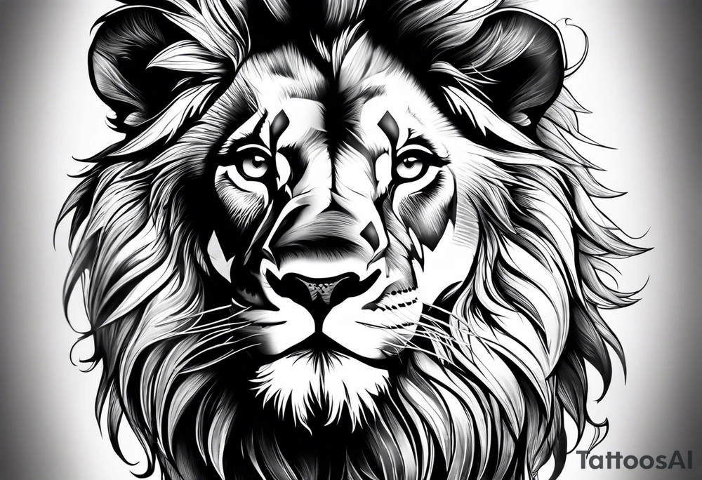 Powerful majestic lion, up close tattoo idea