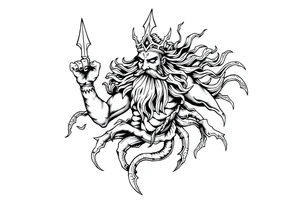 god of sea under water tattoo idea