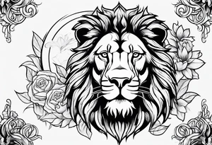 sketch power and lion and number 4 tattoo idea