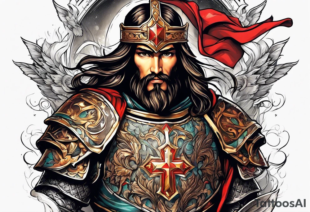 The armor of Jesus Christ fights off evil tattoo idea