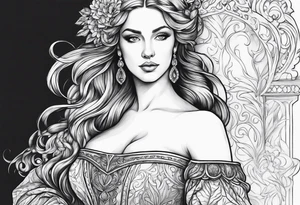 Beautiful woman in a renaissance gown tattoo idea