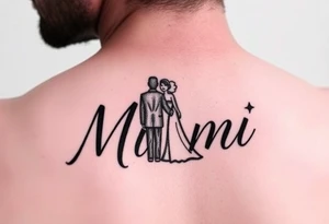 stylized names of wedding couple getting married in miami tattoo idea