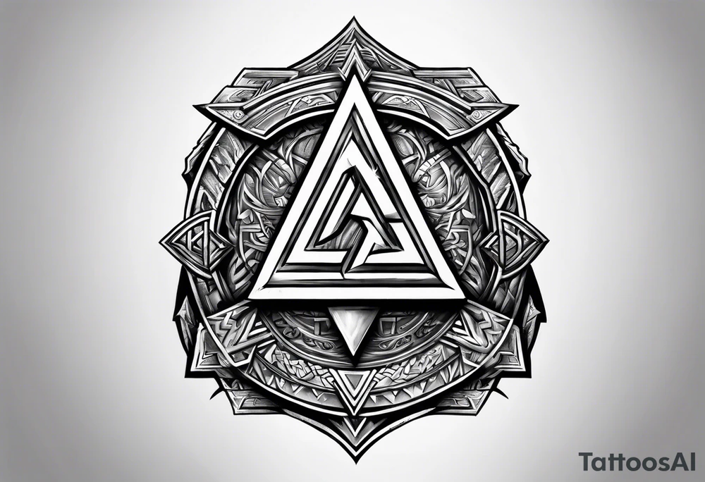 Valhalla shield valknut axe steps tattoo idea Valhalla shield valknut axe steps tattoo idea