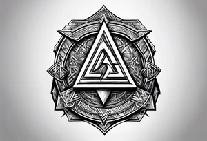 Valhalla shield valknut axe steps tattoo idea