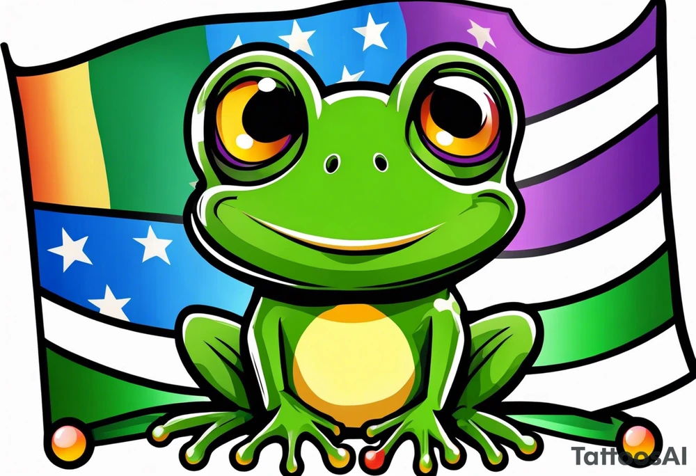 cute frog pride flag tattoo idea
