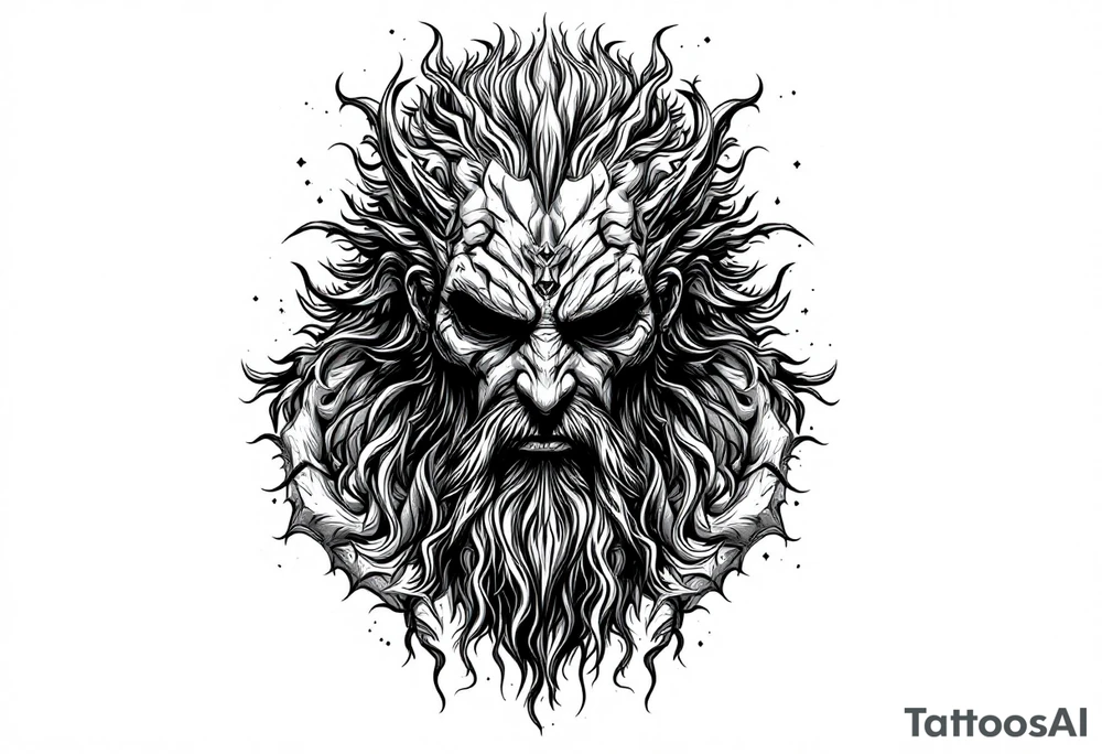 Hades stone portrait Greek mythology tattoo idea