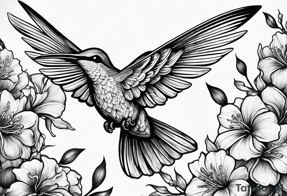 death in a shape of a humming bird tattoo idea