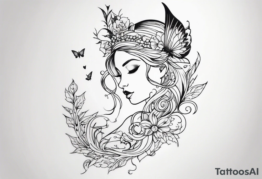 A fairy with a tail tattoo idea