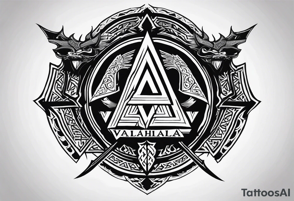 Valhalla sword shield axe Valknut dragon lion tattoo idea Valhalla sword shield axe Valknut dragon lion tattoo idea