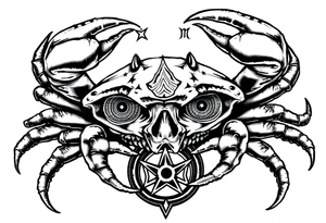 A king crab with the cancer zodiac visual and Huge eyes anti government symbols tattoo idea