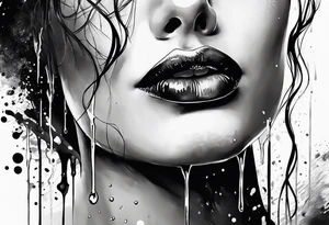 lips dripping wet, full view tattoo idea