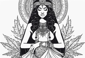 Black Goddess of marijuana tattoo idea