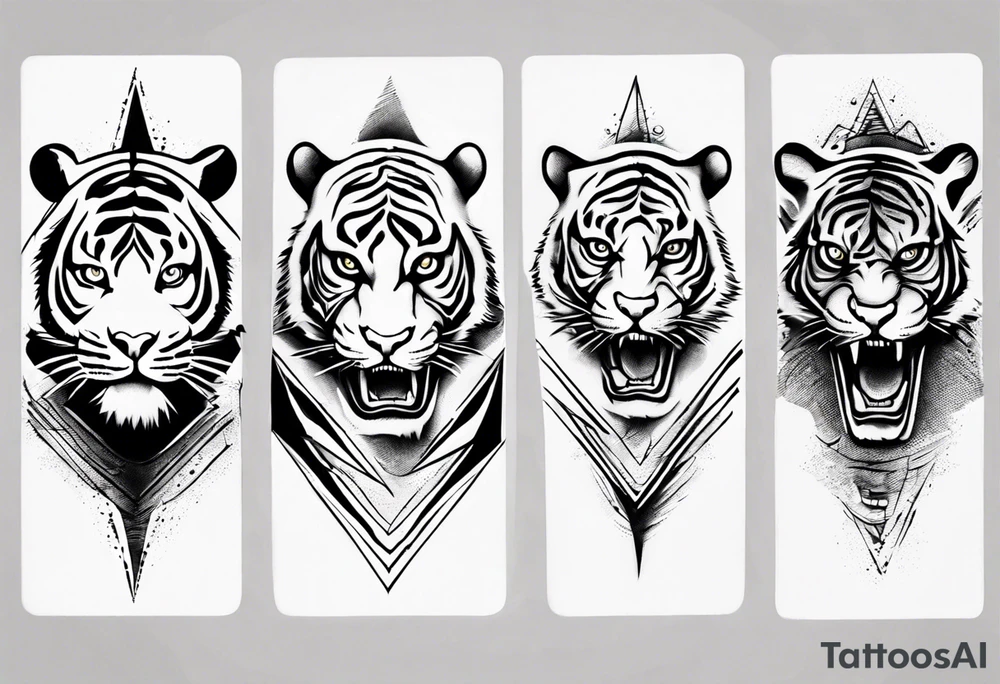 Electricity Tiger forearm  sleeve tattoo idea
