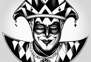 Court jester preparing for murder
Multiple mask tattoo idea