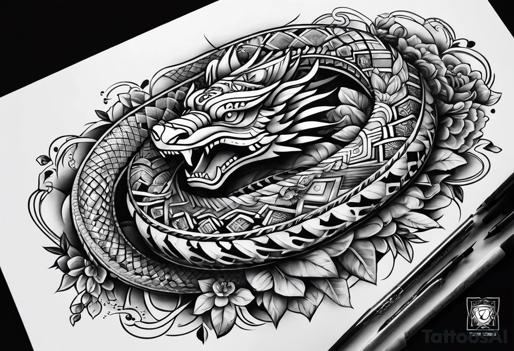 aztec snake sleeve tattoo idea