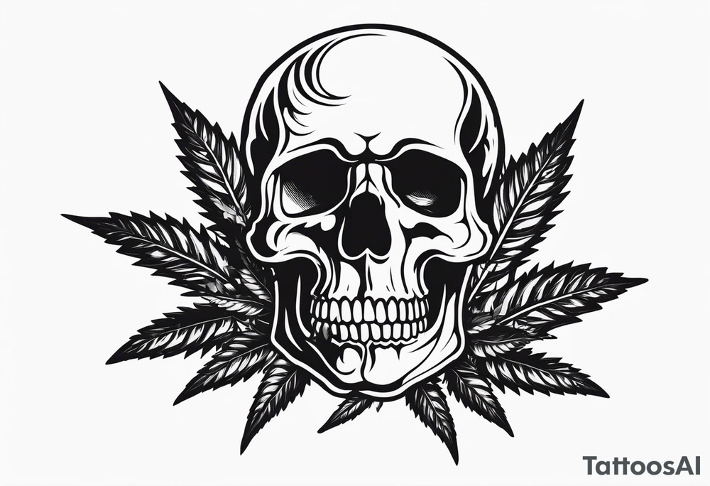 Skull with marijuana leaves coming out of it tattoo idea