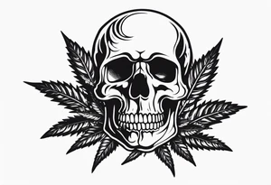 Skull with marijuana leaves coming out of it tattoo idea