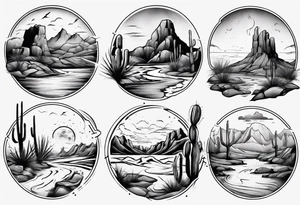 Desert river landscape tattoo idea
