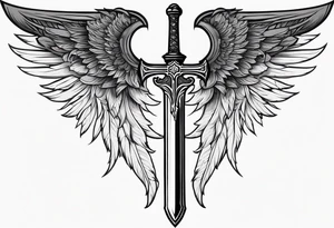 Sword with angel wings on hilt tattoo idea