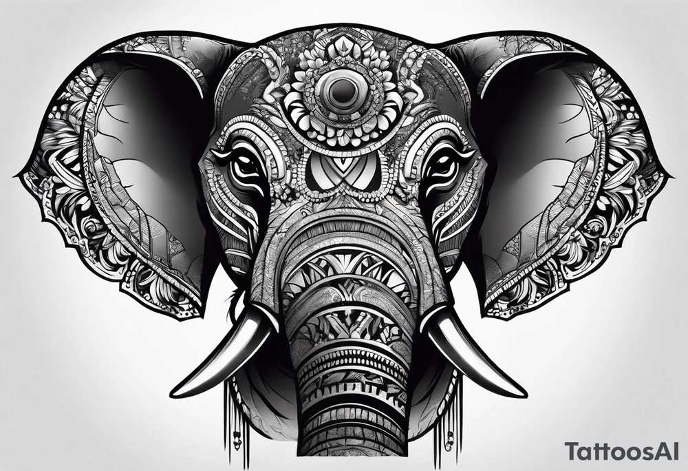 Elephant wearing a helmet tattoo idea