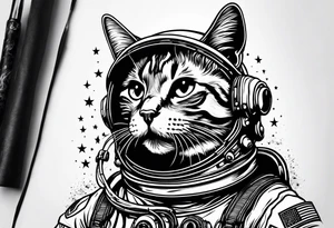 full body astronaut cat tattoo idea