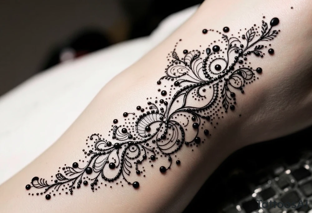 Indian style Henna tattoo for the inner wrist including word pain tattoo idea