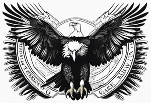 realistic eagle full body  sit face front tattoo idea