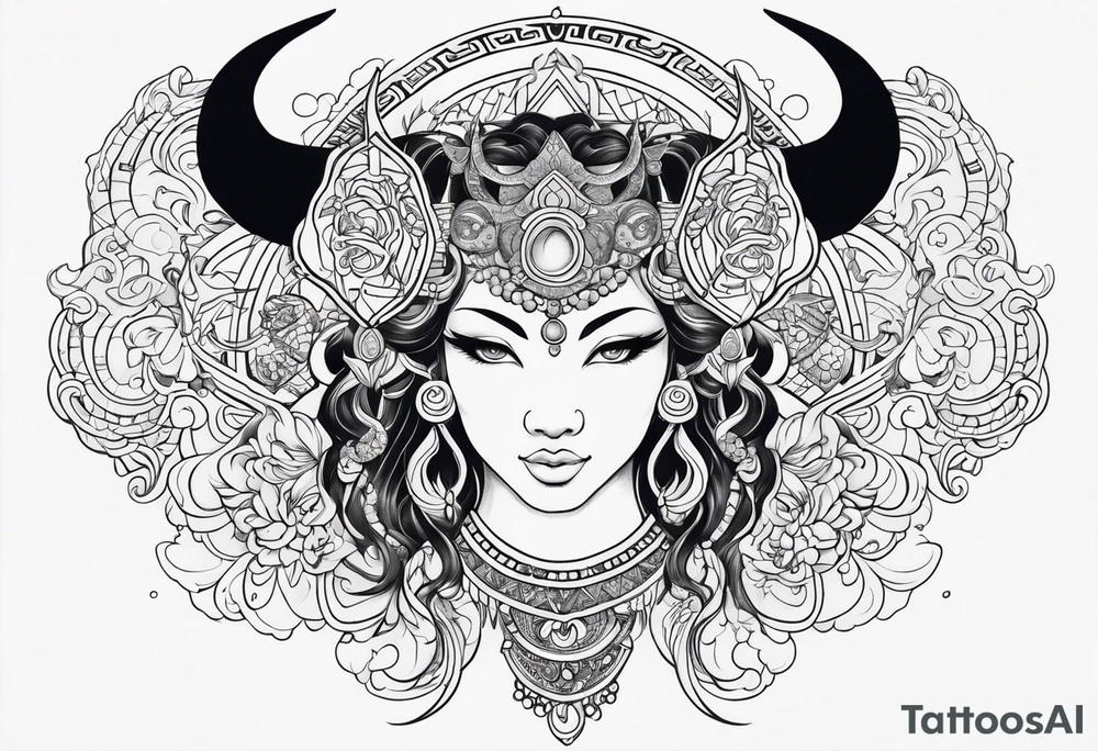 Beautiful taurus goddess tattoo idea