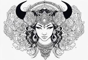 Beautiful taurus goddess tattoo idea