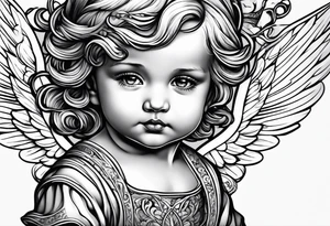 Small  young baby angel tattoo idea