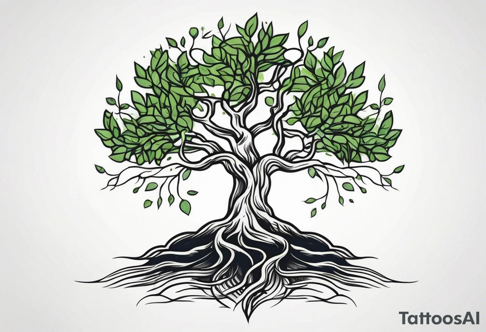 Tree with growing roots tattoo idea