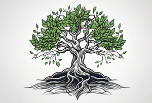Tree with growing roots tattoo idea
