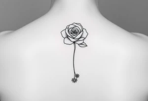 Fine line rose flower with a daisy. the daisy pedals are falling down the middle of the back. Also include the words psalm 139 and even there connected to the flowers by dots tattoo idea