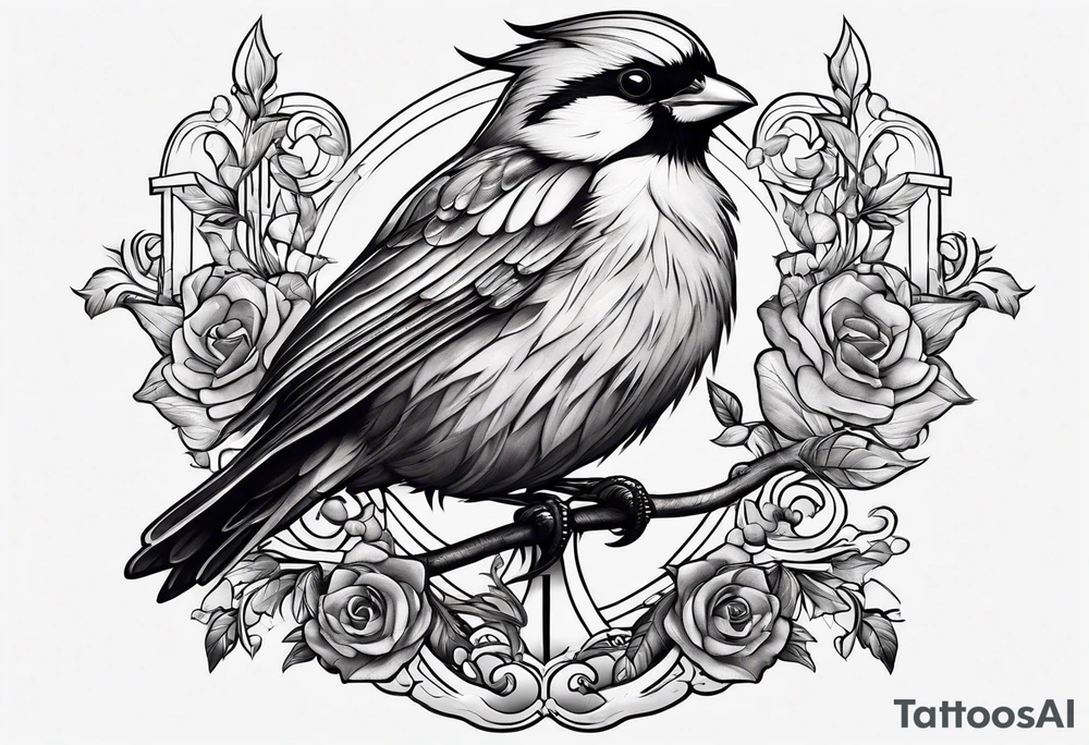 Bird resting on a cross tattoo idea