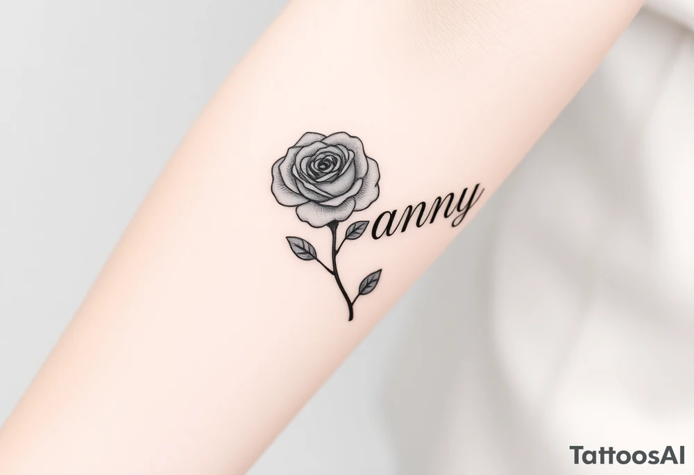 Rose and the stem is the word nanny tattoo idea
