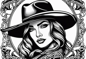 American traditional cowgirl tattoo idea