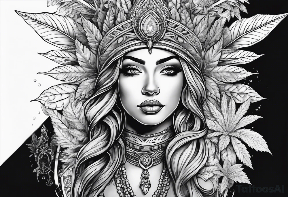 Goddess of marijuana tattoo idea